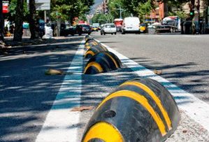 séparateurs de voie cyclable Zebra dans les rues de Barcelone