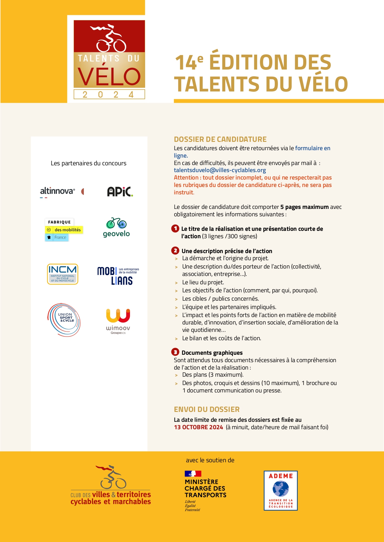 consignes du concours des Talents du vélo 2024