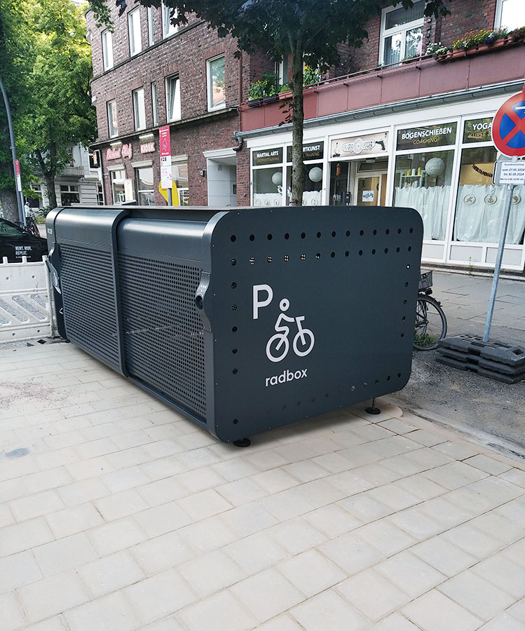 Un box vélo sécurisé ALTAO Pod installé dans les rues allemandes